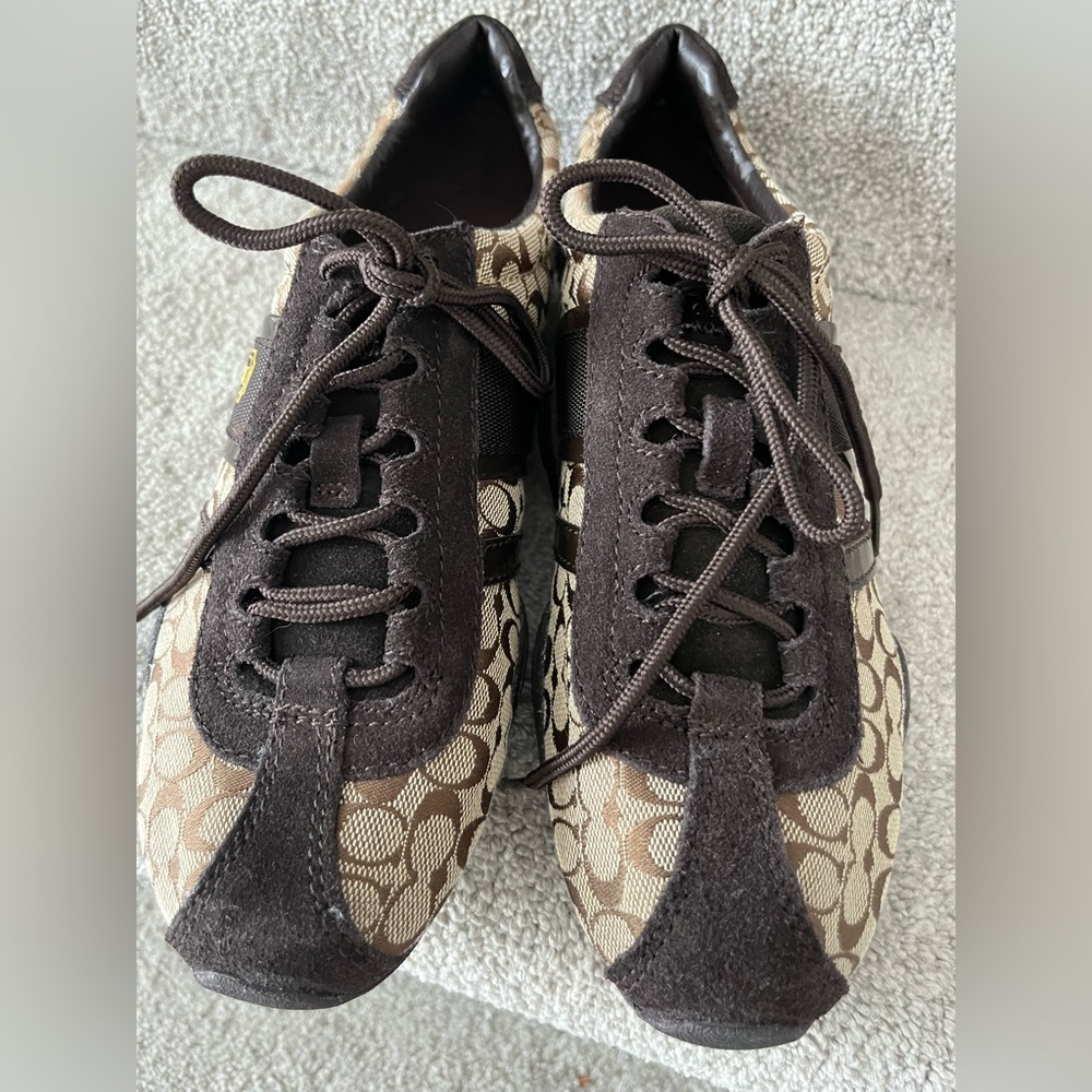 Coach Kathleen Signature Sneakers women size 8.5 tan brown - Picture 4 of 11